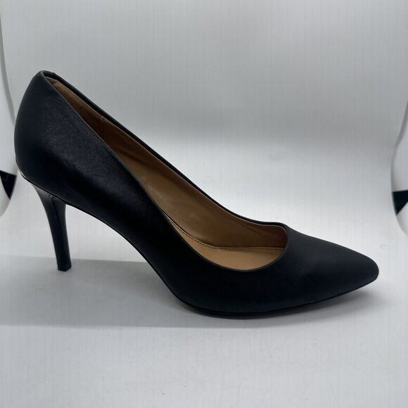 Calvin Klein Black Kamara High Heels Size 8.5 Womens 34E9904 Leather Pointed Toe - Picture 2 of 16